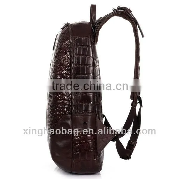 Custom genuine leather backpack vintage crocodile leather backpack bags