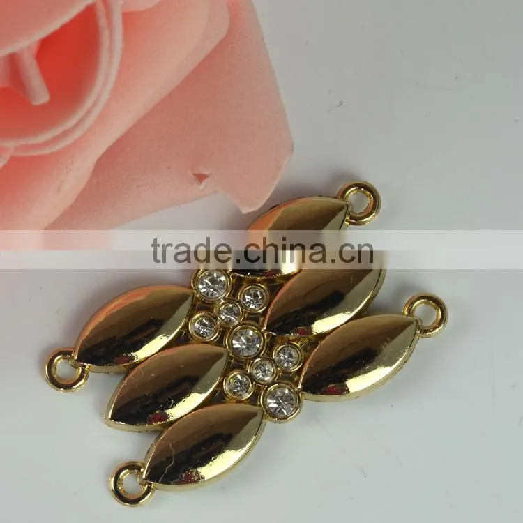 Wholesale rhinestone belt buckle, bikini gold connector, chain strass bikini connector for dicoration