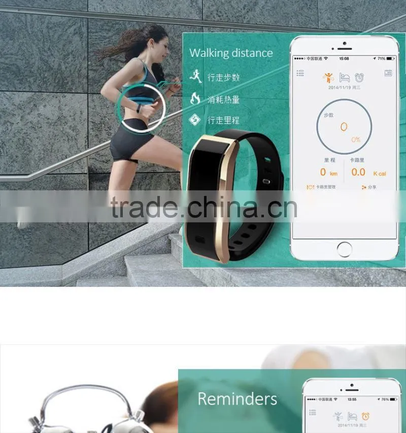 OLED time display remote camera pedometer stopwatch health bracelet