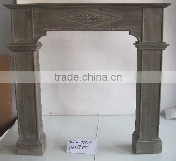 Freach style shabby chic wood fireplace surround