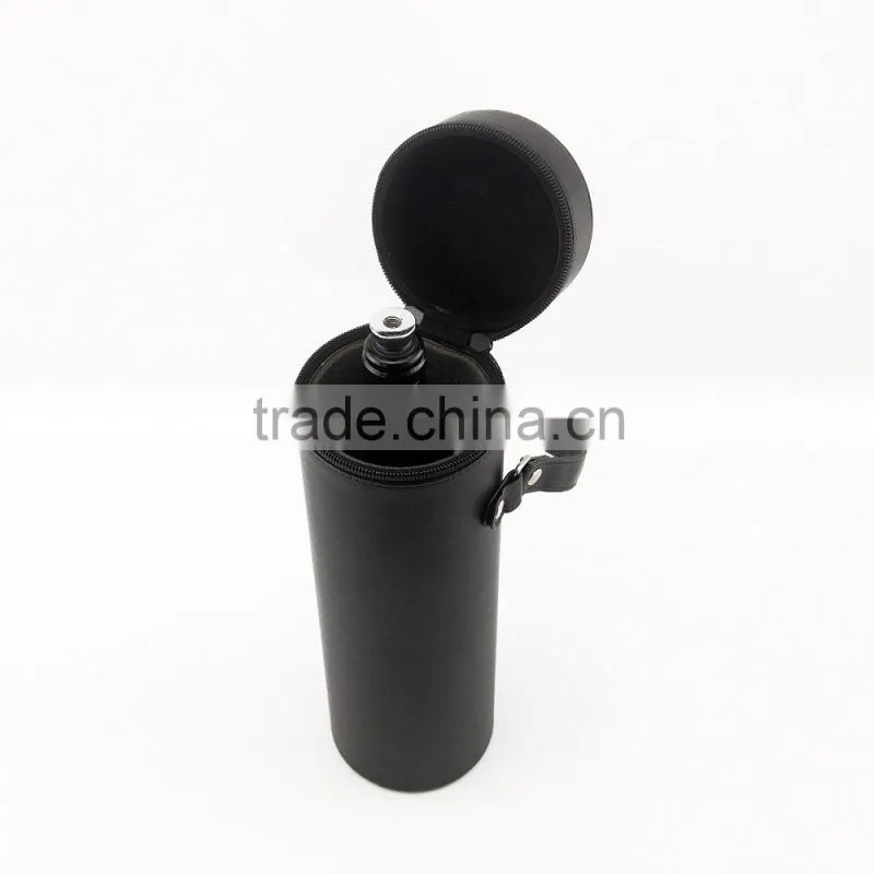 2016 hot sale round wine case high quality pu leather black wine bottle box