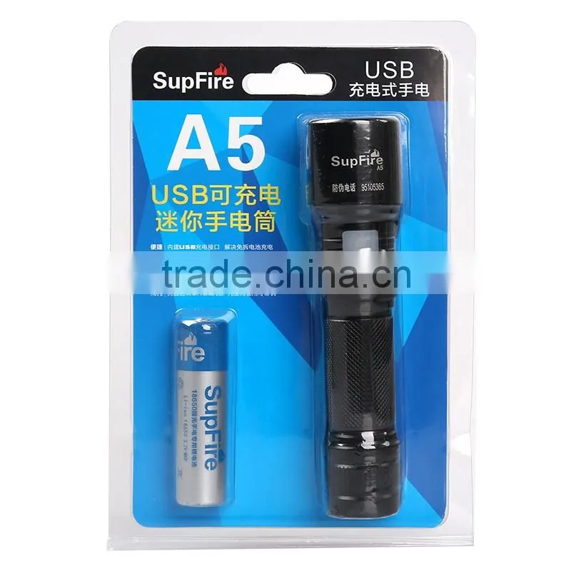 A5 USB flashlight XPE LED rechargeable led torch