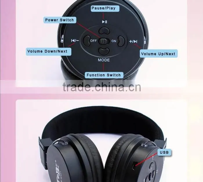 wireless headphone with memory card FM radio headset sports wireless mp3 player