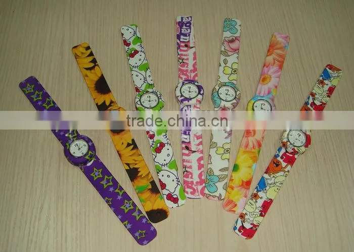 promotion gifts silicone slap watch kids silicon wristband slap watch full printed oem design children slap watch for promotion