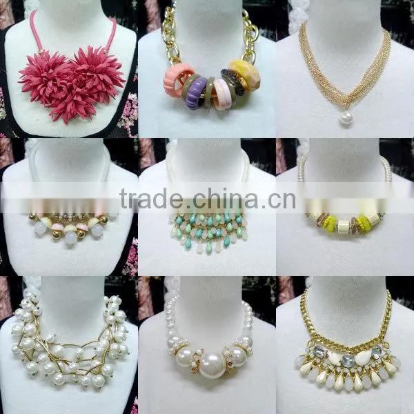 Handmade Chunky Bead Necklace Crystal Pendants Jewelry