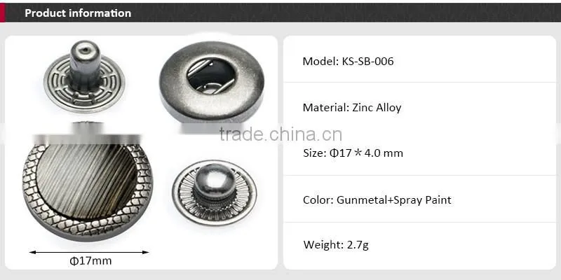 New Design Metal Snap Buttons For Clothing