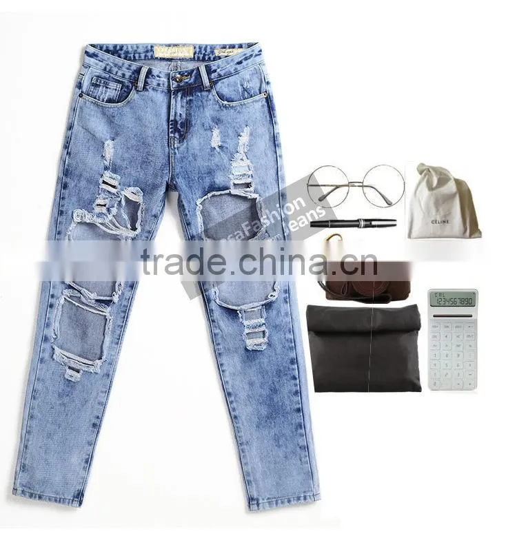 Best selling Hollow Out Hole brands Jean Pants For Women Boy Friend European Pattern Loose Clothing womens jeans wholesale china