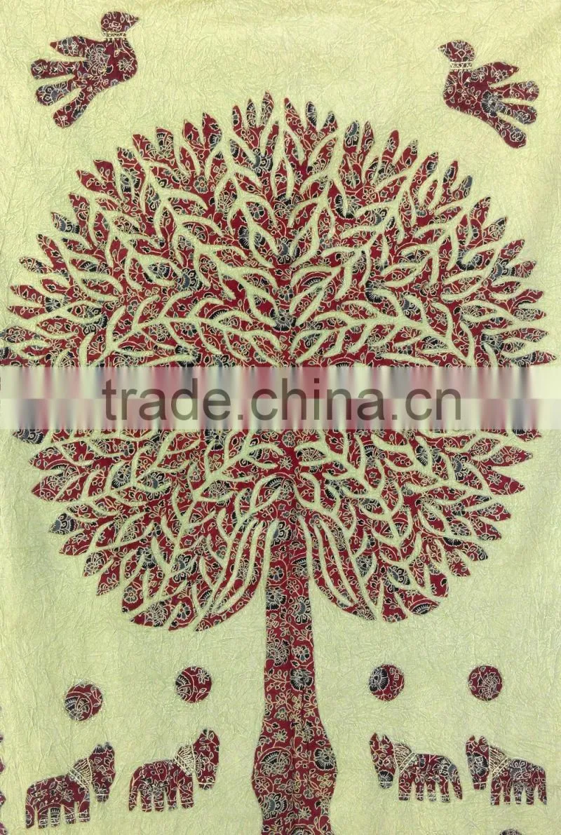 Beautiful hand block printed Tree of life hand embroidered home decoration wall hanging
