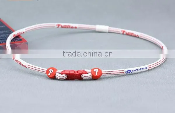 Custom Fashion Triple Braided Titanium Rope Sports Baseball Necklace 16" 18" 20" 22" Inch