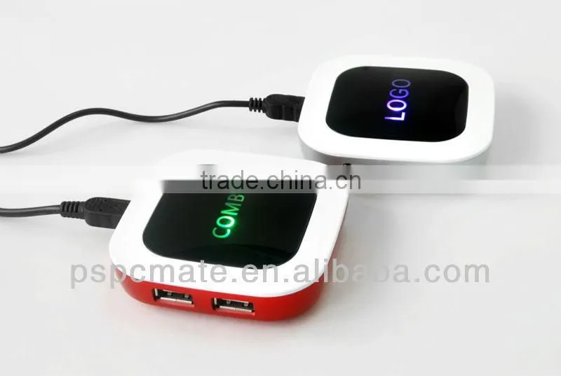 logo light up hub 4 port usb with card reader as gifts item
