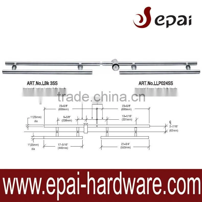Horizontal Keeper locking ladder pulls for swing door