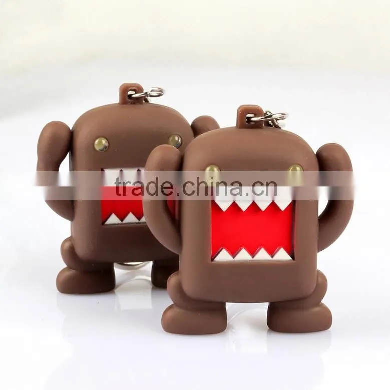 Promotional Cartoon character LED light flash keychain with sound