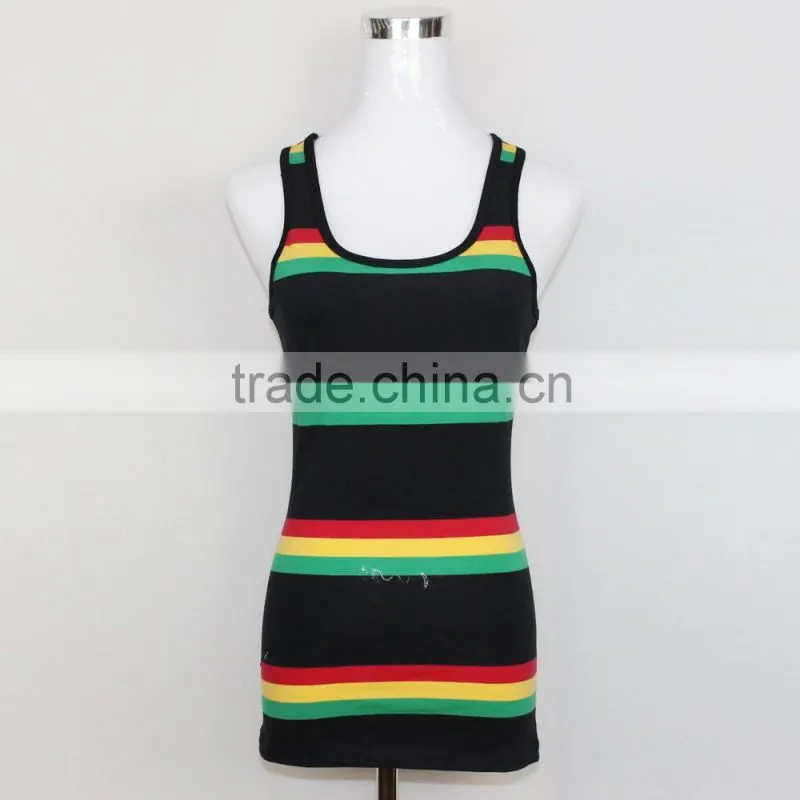 wholesale fashion women stripe gym tank tops of Guangzhou clothing