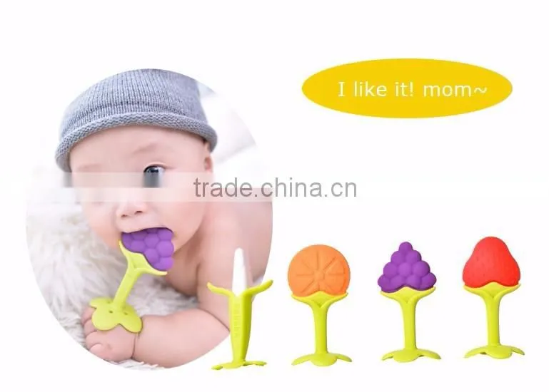 funny silicone baby teether toys/fruit teether