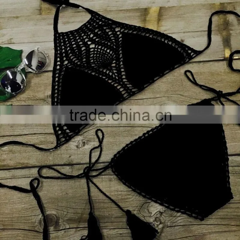 Black White Crochet Bikini Swimwear,Sexy Ladies Beach Bikini