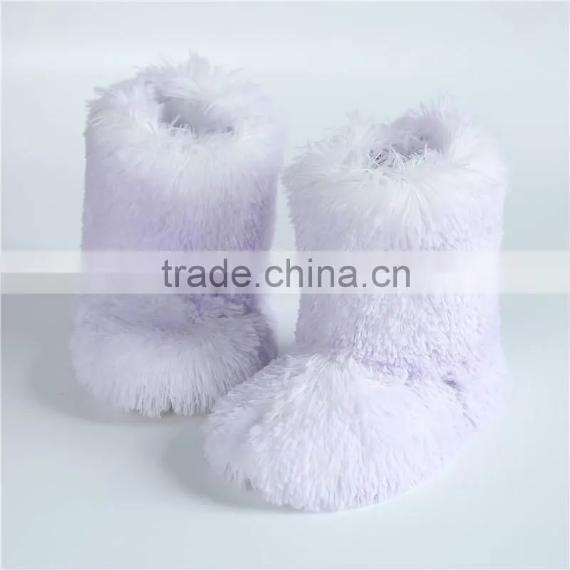 Ladies long pink PV plush boots