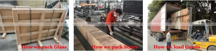 Curved Double stainlees steel stringer stairs with solid wood tread and glass railing