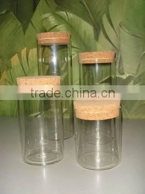 Brushed stainless steel cover borosilicate glass food storage jars