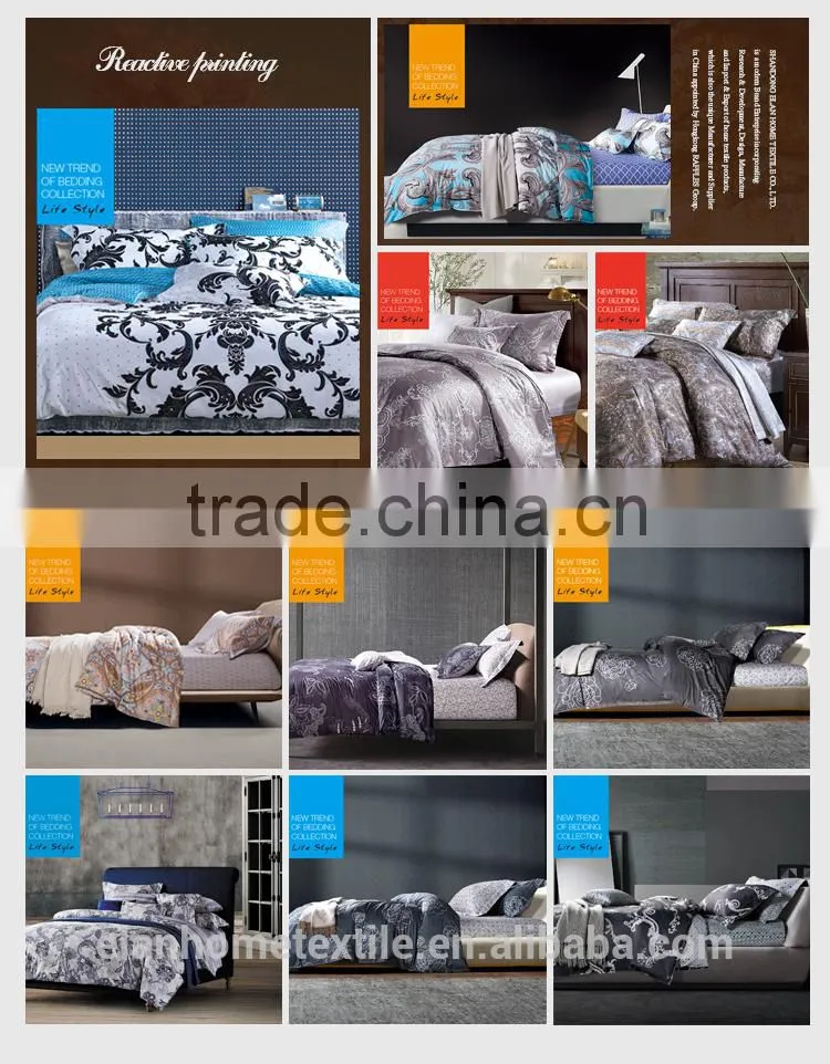 100% cotton 133*72 40s*40s reactive printting beautiful comforter cover set with zipper
