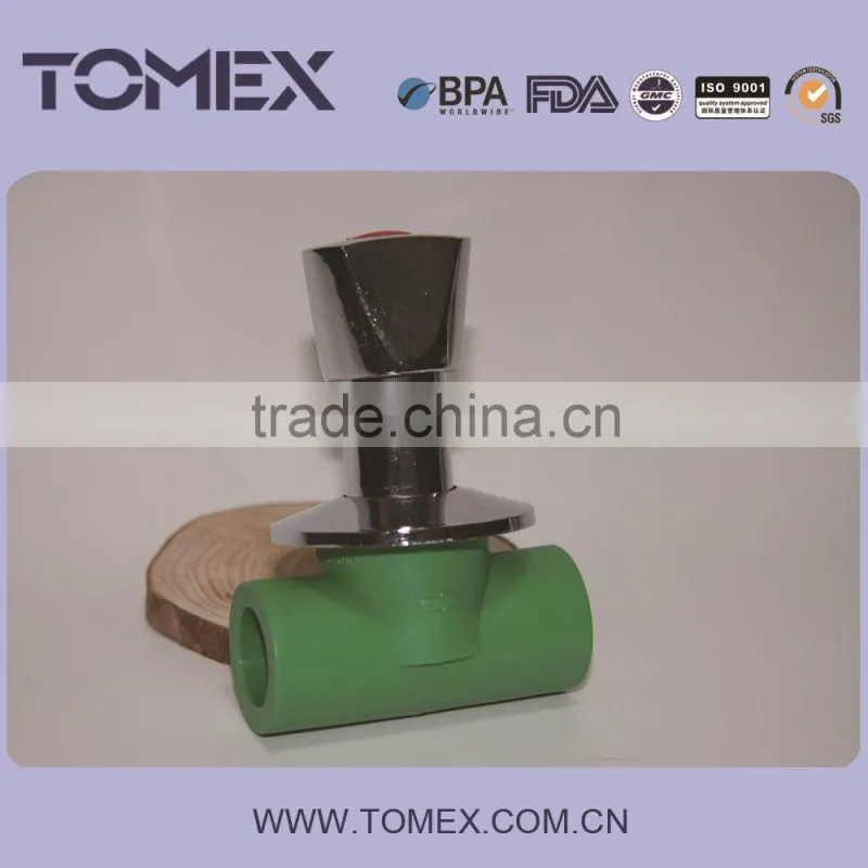 2015 ppr pipe and fittings green ppr water stop valve high quality chrome valve