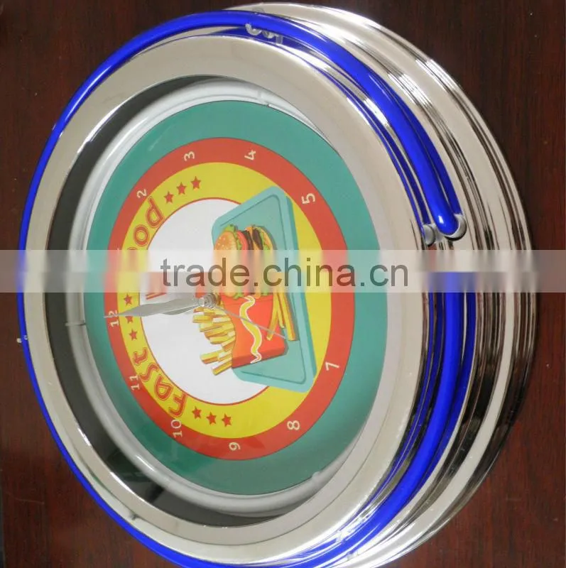 China Decoration Customed 15" or 17" Neon Lamp Clock