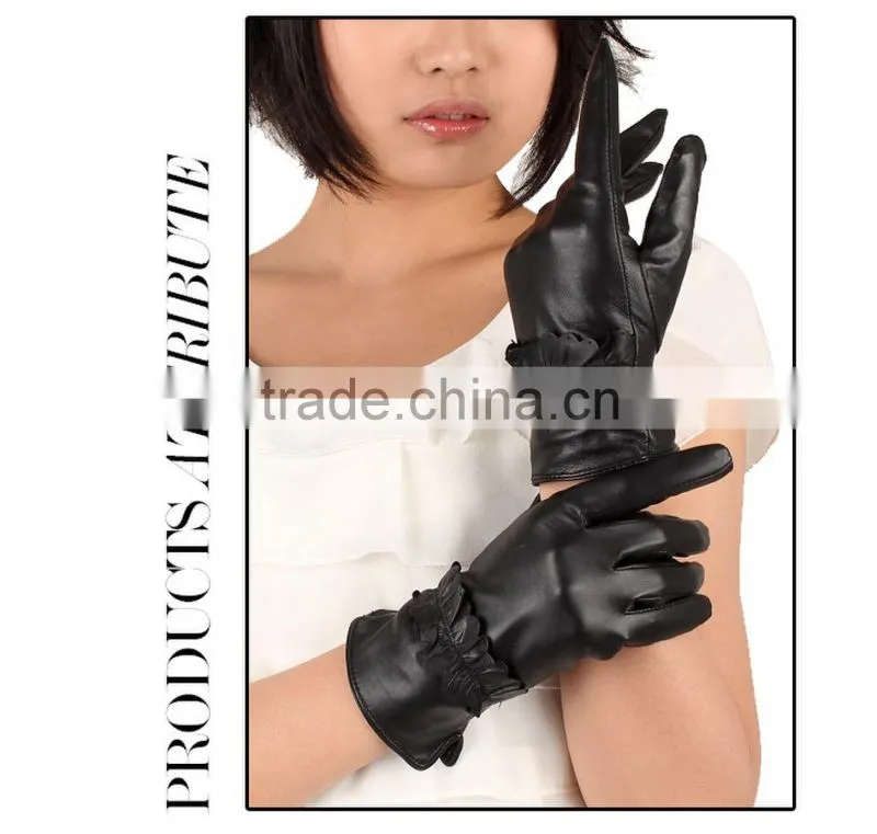 ladies warm fashion winter top goat leather dressing/dress gloves for touch screen