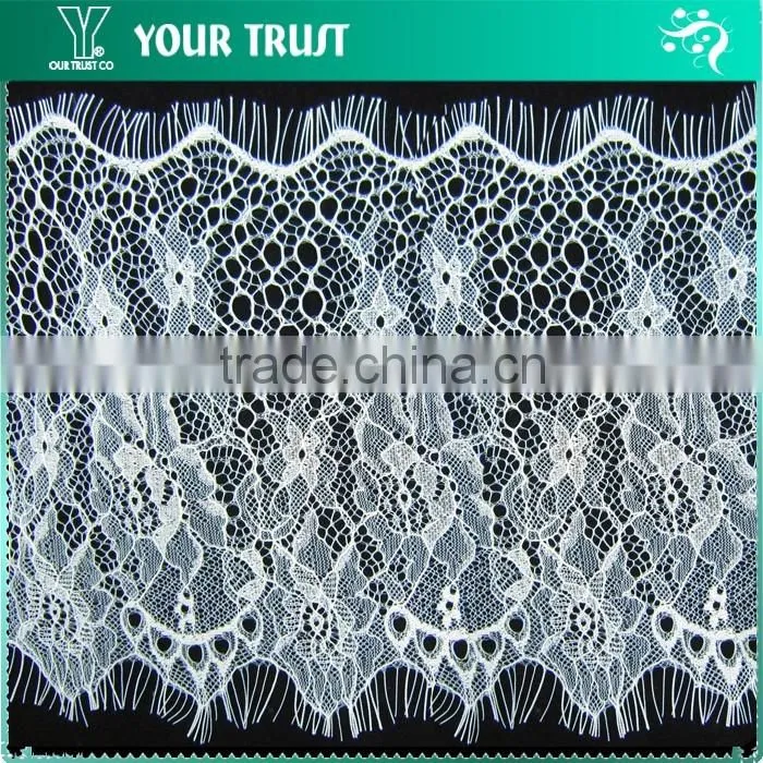 Width 13.3 Centimeter White Chantilly Eyelash Woven Swiss Trim French Lace
