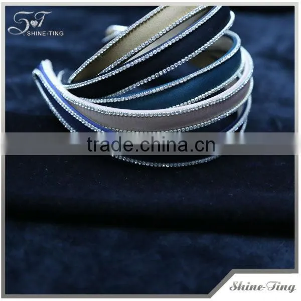 YIWU Girls' Funky Wide Head Hair Hoop,Hair Jewelry,Wide Satin Hair Hoops with Rhinestine Decorate Hairband-Headbands Supply