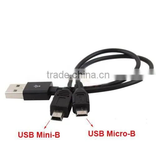 Wholesale Alibaba 2 in 1 Micro Usb to Mini Usb Charger Data Cable