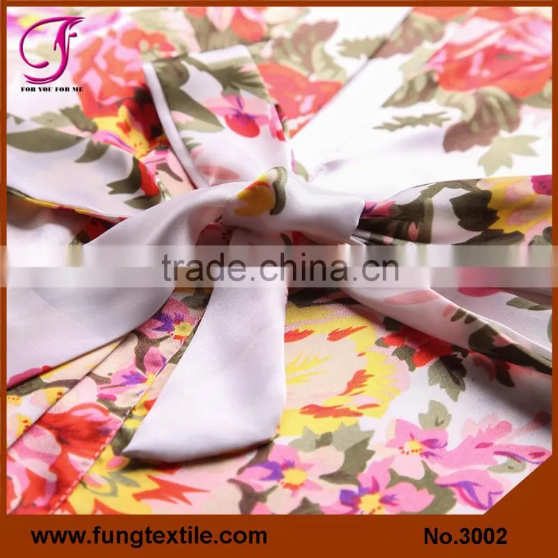 FUNG 3002 Women Satin Floral Kimono Robe
