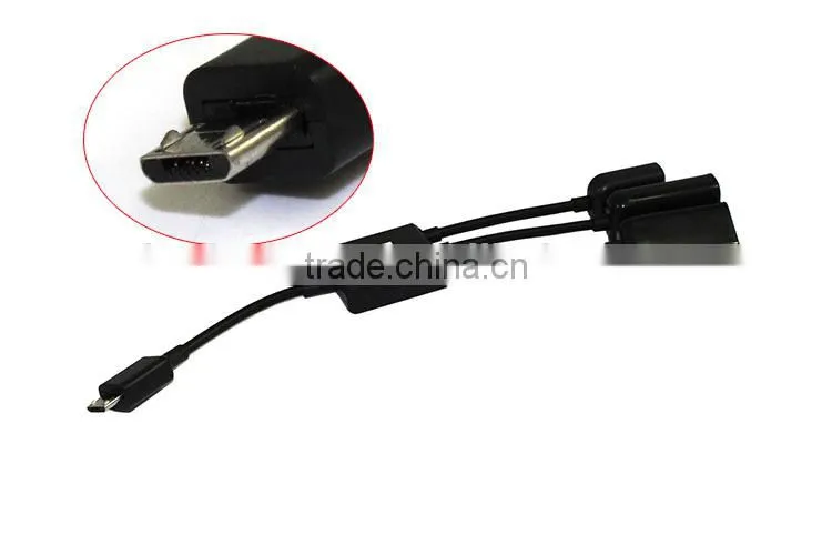 MICRO USB MALE TO 2-PPORT USB 2.0 FEMALE+ 1 MICRO USB FEMALE CHARGING HUB