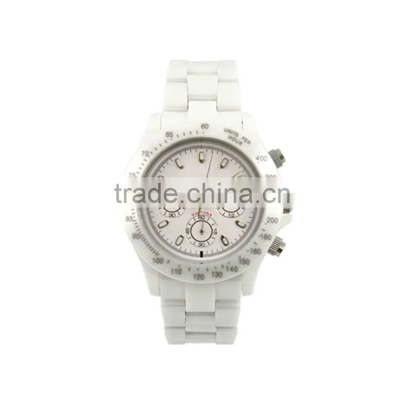 2013 new high-end branded white ceramic chronograph watch