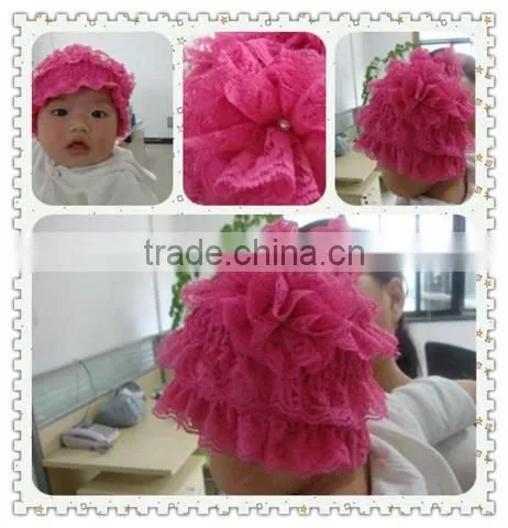 hot sale! beautiful peach princess lace hat for kids