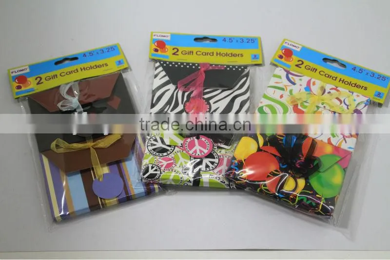 2 paper gift card holder in polybag, popular card holder