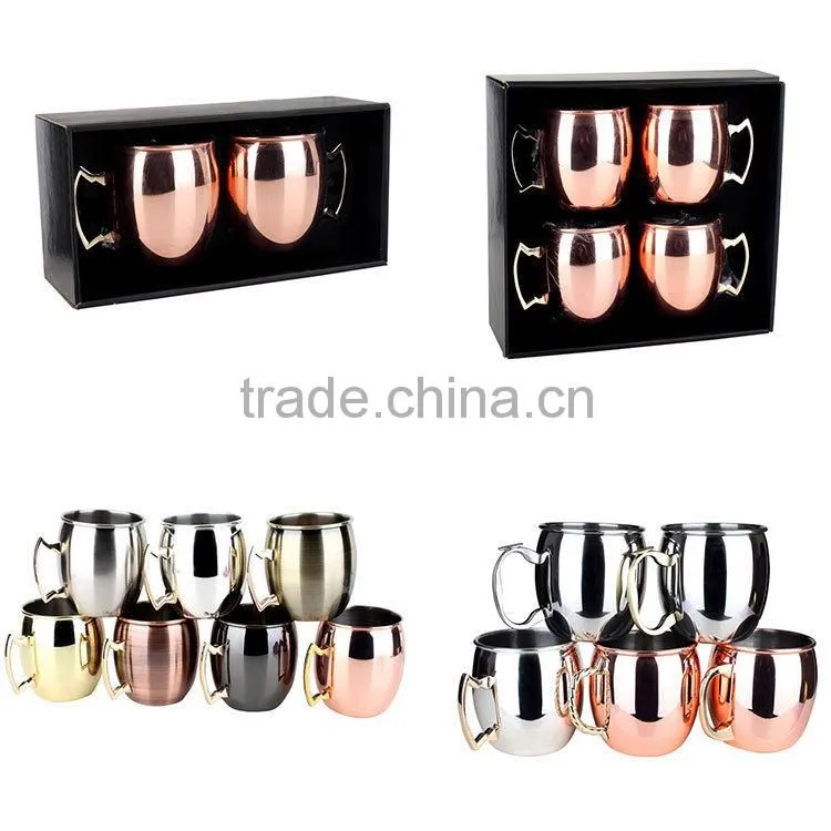 Hot promotion low price stainless steel copper mugs set