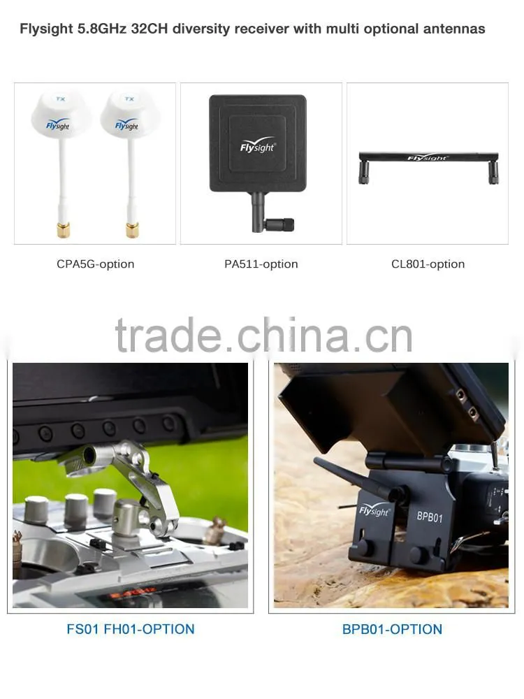 C465 7 inch High resolution 1024x600 HD monitor built in battery and dual receiver for dji phantom