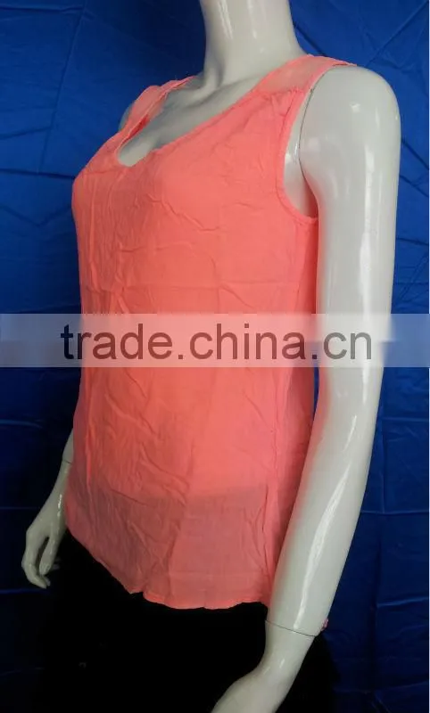 Sleeveless Round Neck Ladies Fashion Tops and Blouses