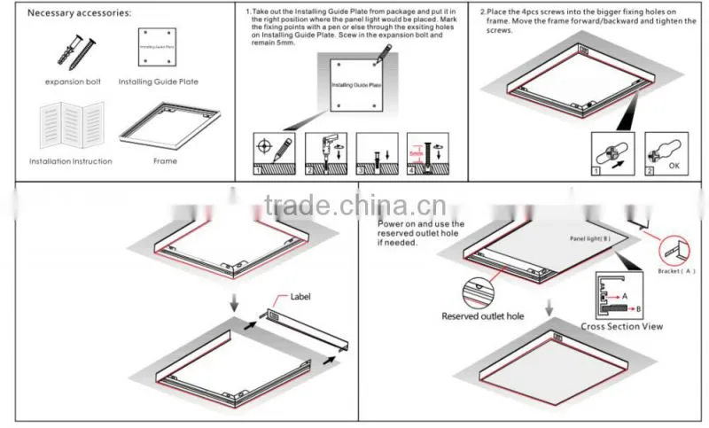 LED plosne panely 36W, 595x595mm,4500k