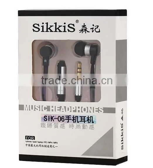 China OEM promotional metal earphone with mic