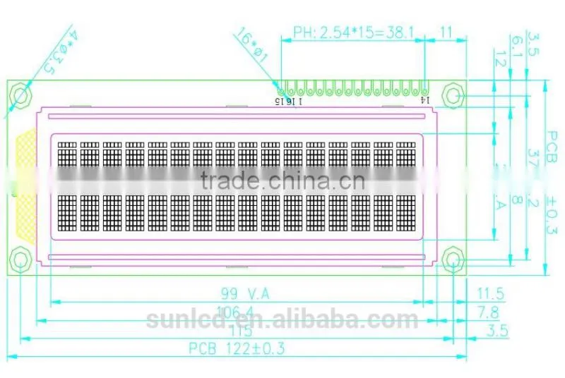 1602 hot selling 16x2 big character lcd