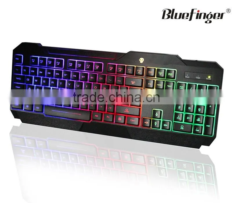 Cheaper black waterproof keyboard for gaming with rainbow backlit