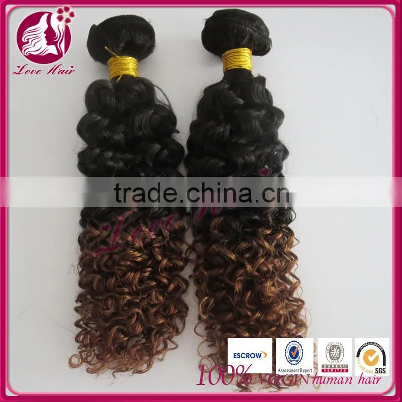 Grade AAAAAA deep curl human hair with color #1b and #33 deep curl weave deep curl