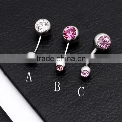 New Arrival Stainless Steel Colorful Crystal Body Piercing Jewelry