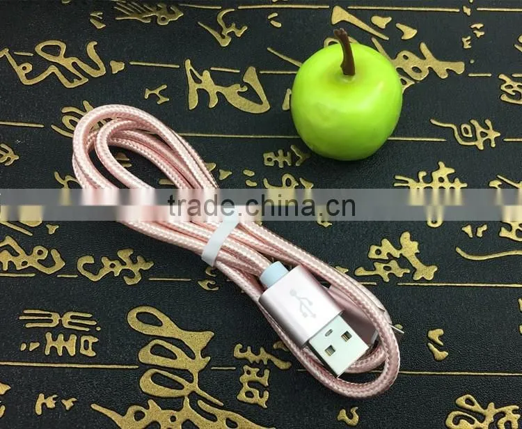 Durable 1m nylon braided usb cable for android phones, micro usb v8 charger cable charging cord