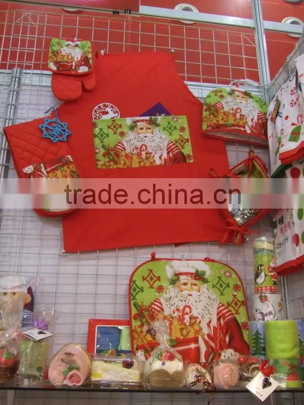 Digital printing fabric kitchen set oven mitten pot holder apron set