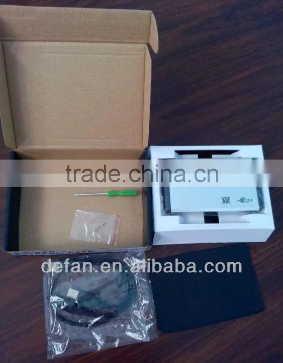 Fashion 2.5" USB2.0 SATA aluminum hdd enclosure for HDD with carry protection bag- silver and black
