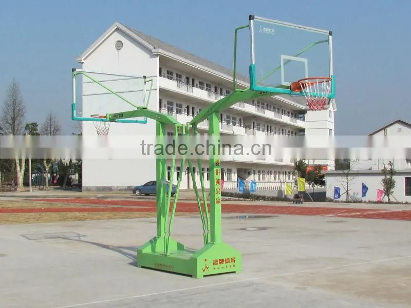 Single-arm outdoor/indoor basketball stand