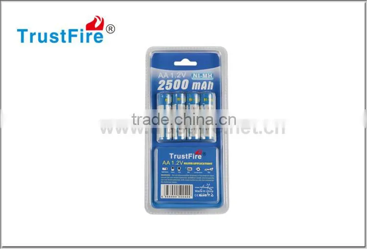 Trustfire original factory cylindrical battery 1.2V rechargeable AA NI-MH battery 2500mAh with Nipple top