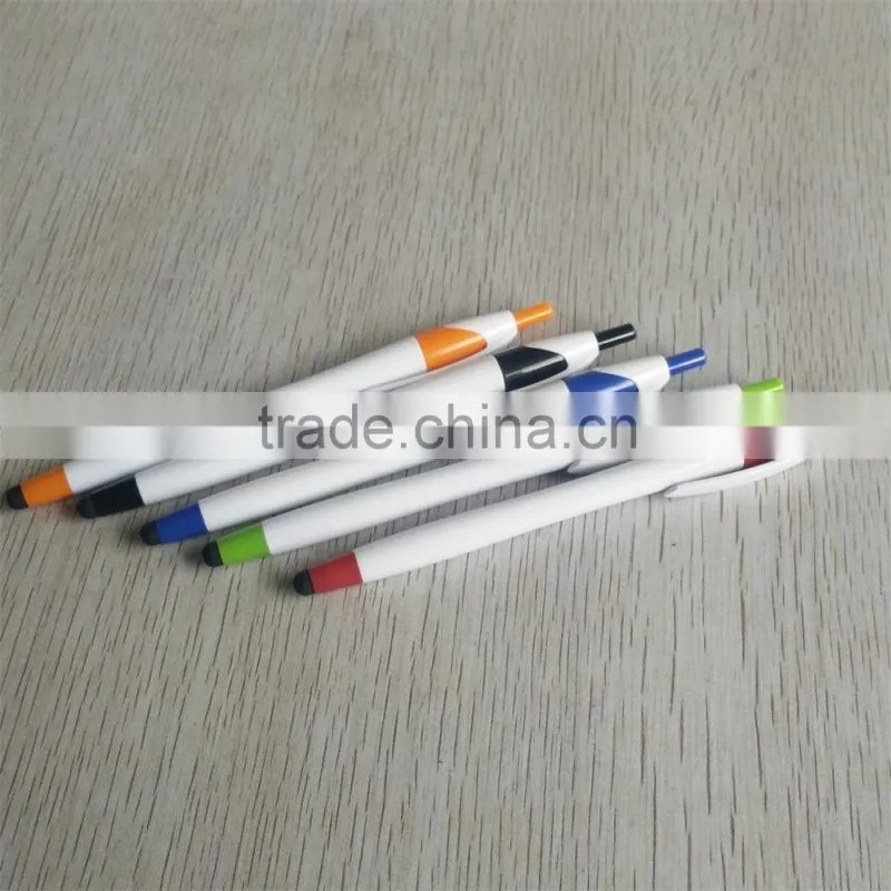 White barrel promotional ballpen with stylus touch