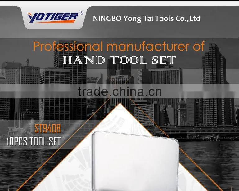10pcs Promotional Tool Kit with Gift Tin Box Packed Hand Tool Set